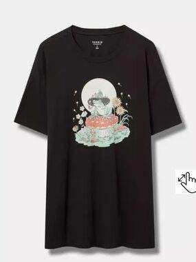 torrid Black Tee with frog Mushroom  Graphic oversized torrid1